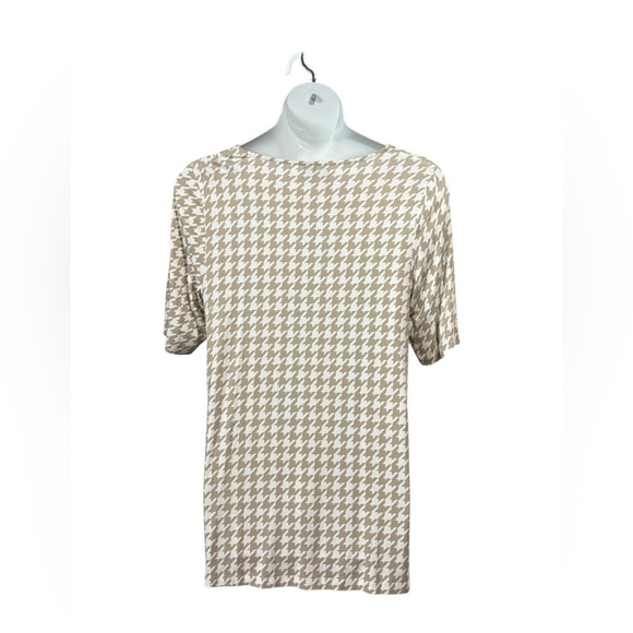 NWOT, Cynthia Rowley, Plus Size Top - Houndstooth Pattern, 1X, Beige, White - Picture 6 of 8